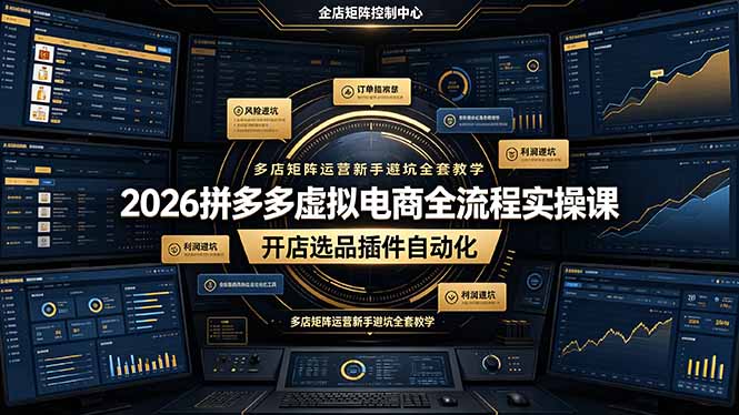 （19136期）2026拼多多虚拟电商全流程实操课，开店选品插件自动化，多店矩阵运营新手避坑全套教学_生财有道创业项目网