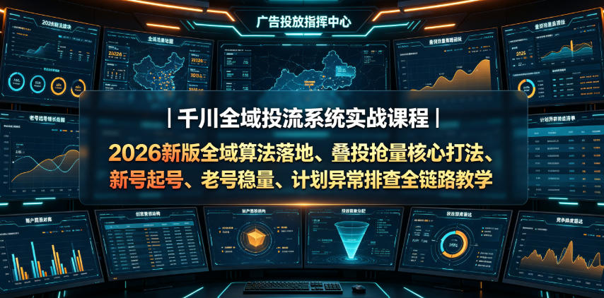 图片[1]-千川全域投流系统实战课程｜2026新版全域算法落地、叠投抢量核心打法、新号起号、老号稳量、计划异常排查全链路教学——生财有道创业项目网-生财有道