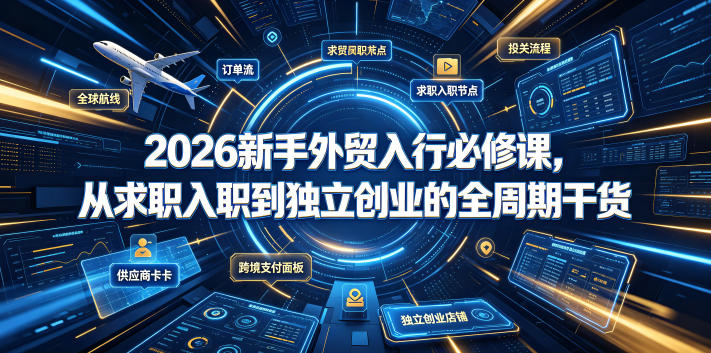 2026新手外贸入行必修课，从求职入职到独立创业的全周期干货——生财有道创业项目网