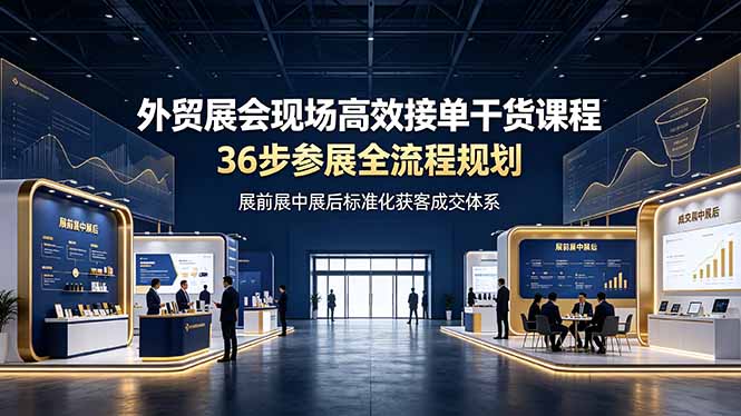 （19157期）外贸展会现场高效接单干货课程，36步参展全流程规划，展前展中展后标准化获客成交体系_生财有道创业项目网