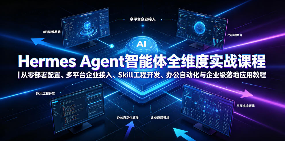 图片[1]-Hermes Agent智能体全维度实战课程｜从零部署配置、多平台企业接入、Skill工程开发、办公自动化与企业级落地应用教程——生财有道创业项目网-生财有道