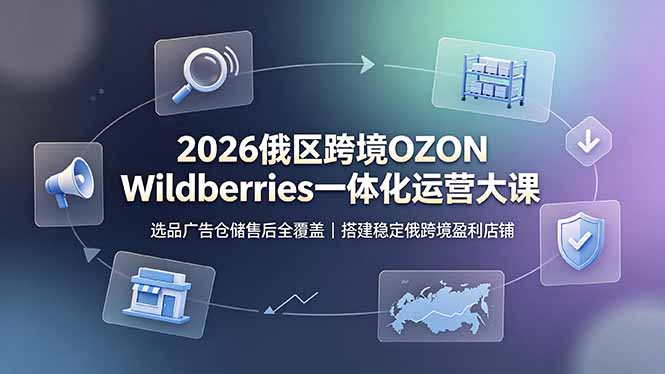 （19162期）2026俄区跨境OZON Wildberries一体化运营大课，选品广告仓储售后全覆盖，搭建稳定俄跨境盈利店铺_生财有道创业项目网