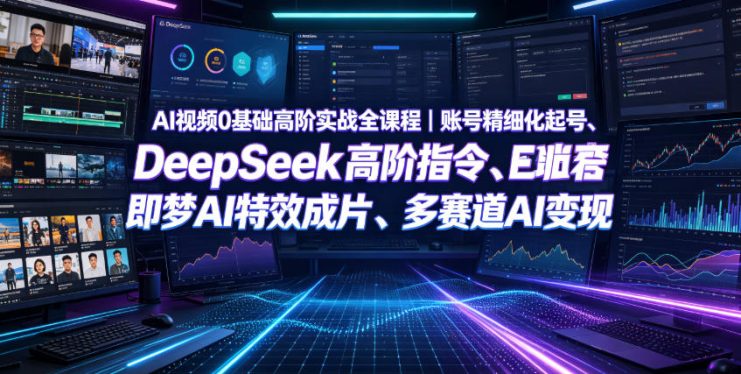 AI视频0基础高阶实战全课程｜账号精细化起号、DeepSeek高阶指令、即梦AI特效成片、多赛道AI短视频量产变现——生财有道创业项目网