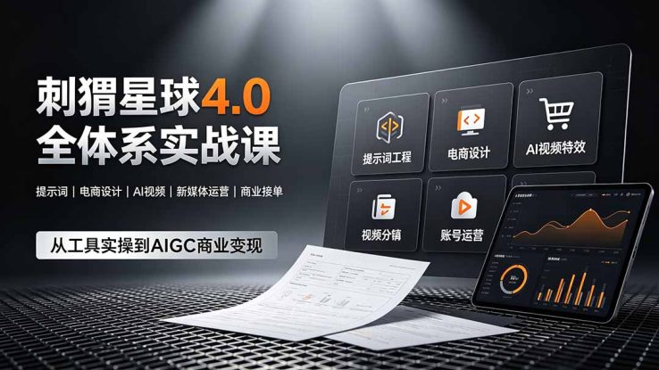 （19224期）刺猬星球4.0全体系实战课，覆盖提示词工程、电商设计、AI视频特效与新媒体运营，一站式掌握AIGC商业核心技能_生财有道创业项目网