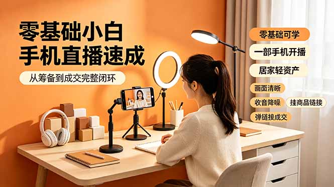 （19231期）零基础小白手机直播速成，从筹备到成交完整闭环，适配苹果安卓系统，解决杂音卡顿留人难问题_生财有道创业项目网
