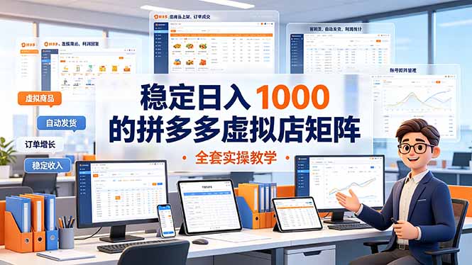 （19253期）稳定日入 1000 的拼多多虚拟店矩阵，全套实操教学_生财有道创业项目网