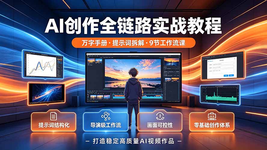 图片[1]-（19247期）AI创作全链路实战教程｜万字手册·提示词拆解·9节工作流课，打造稳定高质量AI视频作品_生财有道创业项目网-生财有道