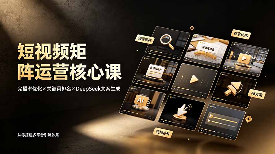 图片[1]-（19259期）短视频矩阵运营核心课：完播率优化×关键词排名×DeepSeek文案生成，从零搭建多平台引流体系_生财有道创业项目网-生财有道