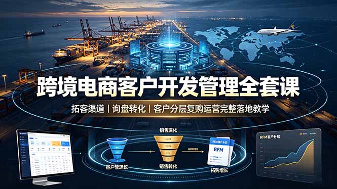 （19274期）跨境电商客户开发管理全套课·拓客渠道｜询盘转化｜客户分层复购运营完整落地教学_生财有道创业项目网