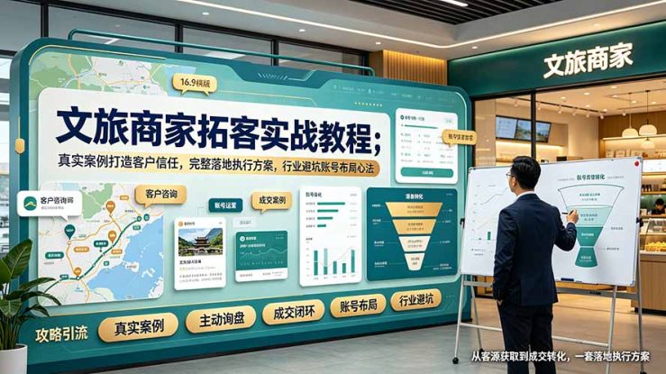 （19273期）文旅商家拓客实战教程；真实案例打造客户信任，完整落地执行方案，行业避坑账号布局心法_生财有道创业项目网