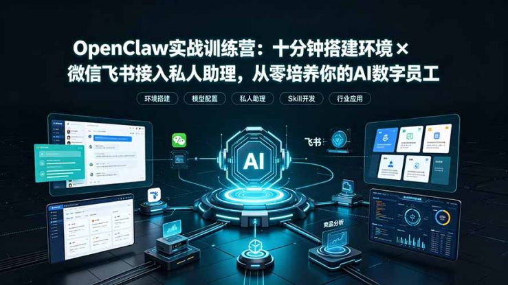 （19287期）OpenClaw实战特训营：十分钟搭建环境×微信飞书接入私人助理，从零培养你的AI数字员工_生财有道创业项目网
