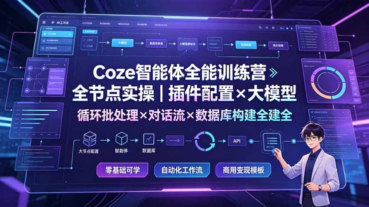 （19324期）Coze智能体全能训练营：全节点实操｜插件配置×大模型×循环批处理×对话流×数据库构建全教学_生财有道创业项目网