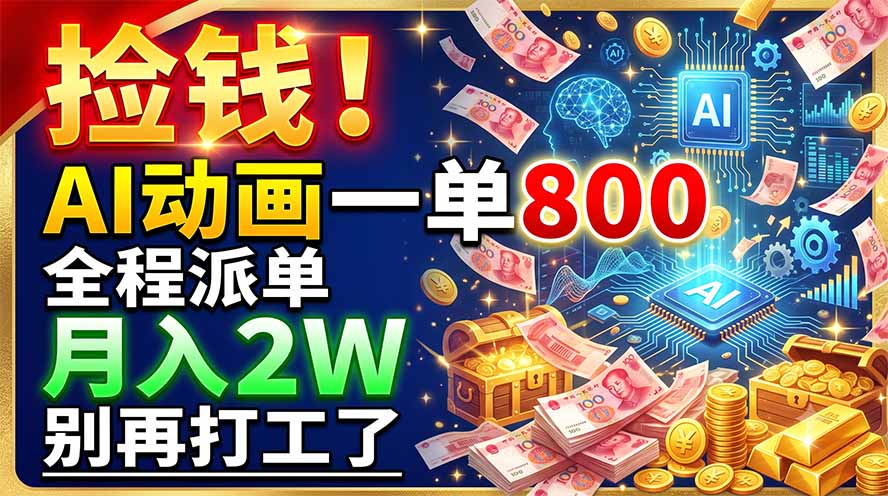 图片[1]-（19330期）捡钱！AI动画一单800，全程派单，月入2W，别再打工了_生财有道创业项目网-生财有道