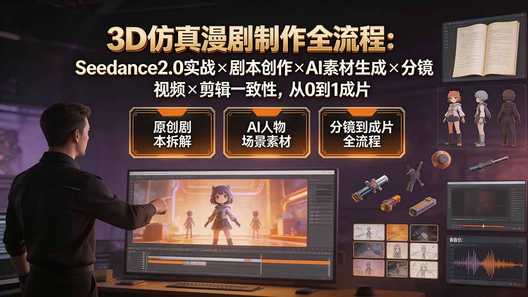 图片[1]-（19341期）3D仿真漫剧制作全流程：Seedance2.0实战×剧本创作×AI素材生成×分镜视频×剪辑一致性，从0到1成片_生财有道创业项目网-生财有道