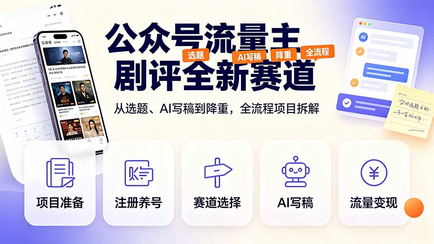 图片[1]-（19348期）公众号流量主剧评全新赛道，从选题、AI写稿到降重，全流程项目拆解_生财有道创业项目网-生财有道