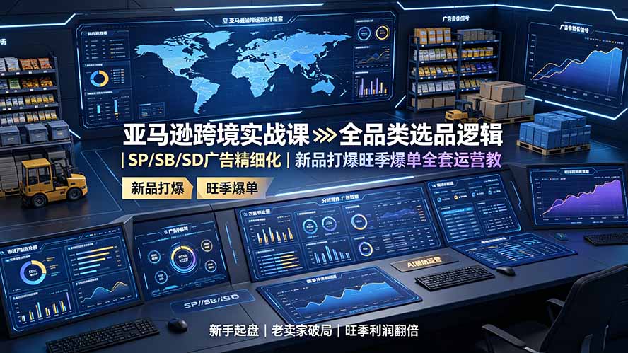 图片[1]-（19352期）亚马逊跨境实战课：全品类选品逻辑｜SP/SB/SD广告精细化｜新品打爆旺季爆单全套运营教程_生财有道创业项目网-生财有道