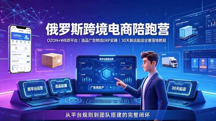 （19371期）2026俄罗斯跨境电商陪跑营：OZON+WB双平台｜选品广告物流ERP实操｜30天新店起店全套落地教程_生财有道创业项目网