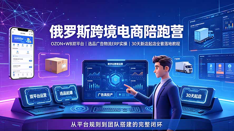 图片[1]-（19371期）2026俄罗斯跨境电商陪跑营：OZON+WB双平台｜选品广告物流ERP实操｜30天新店起店全套落地教程_生财有道创业项目网-生财有道