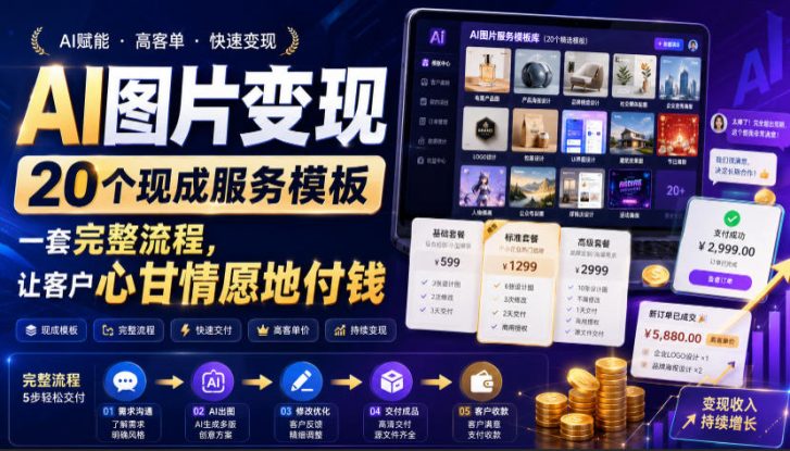 （19395期）AI图片变现，20个现成服务模板，一套完整流程，让客户心甘情愿地付钱【原创双语字幕】_生财有道创业项目网