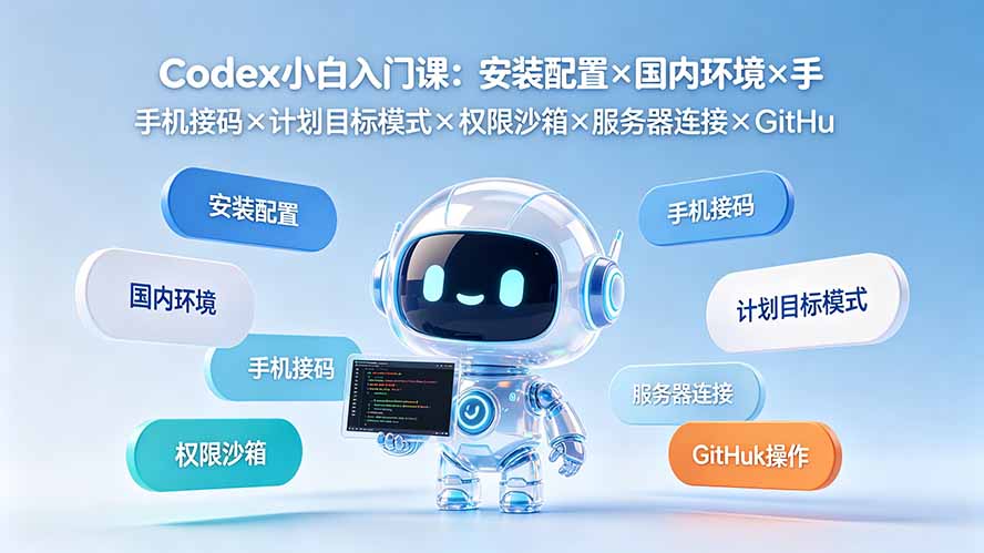 图片[1]-（19402期）Codex小白入门课：安装配置×国内环境×手机接码×计划目标模式×权限沙箱×服务器连接×GitHub操作_生财有道创业项目网-生财有道