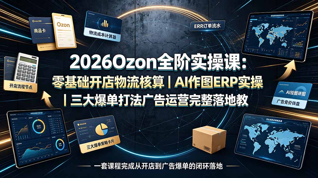 图片[1]-（19400期）2026Ozon全阶实操课：零基础开店物流核算｜AI作图ERP实操｜三大爆单打法广告运营完整落地教程_生财有道创业项目网-生财有道