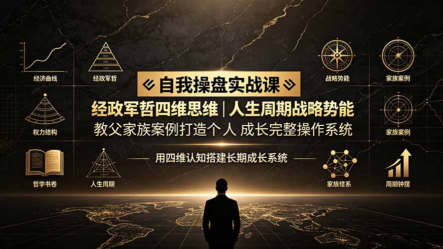 图片[1]-（19398期）自我操盘实战课：经政军哲四维思维｜人生周期战略势能｜教父家族案例打造个人成长完整操作系统_生财有道创业项目网-生财有道