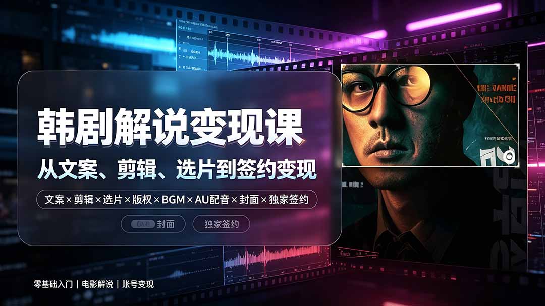 图片[1]-（19438期）抖音270W粉丝博主亲授韩剧解说课：文案×剪辑×选片×版权×BGM×AU配音×封面×独家签约，零基础到变现_生财有道创业项目网-生财有道