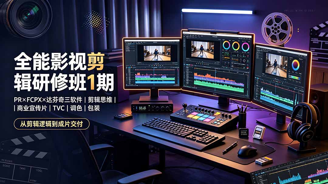图片[1]-（19451期）全能影视剪辑研修班1期-无水印：PR×FCPX×达芬奇三软件×剪辑思维×商业宣传片×TVC×调色×包装，全链路系统课_生财有道创业项目网-生财有道