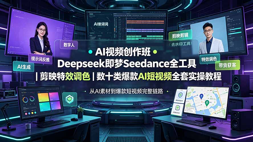 图片[1]-（19454期）AI视频创作班◆Deepseek即梦Seedance全工具｜剪映特效调色｜数十类爆款AI短视频全套实操教程_生财有道创业项目网-生财有道