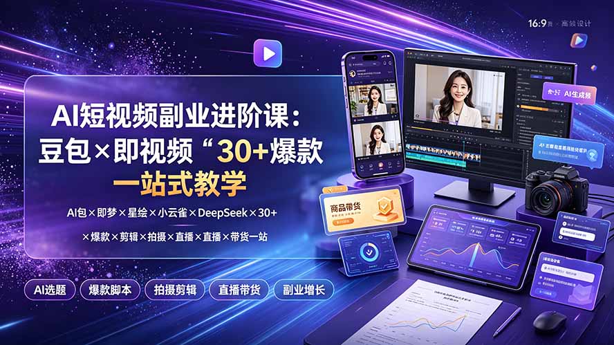 图片[2]-（19458期）AI短视频副业进阶课：豆包×即梦×星绘×小云雀×DeepSeek×30+爆款×剪辑×拍摄×直播×带货一站式教学_生财有道创业项目网-生财有道