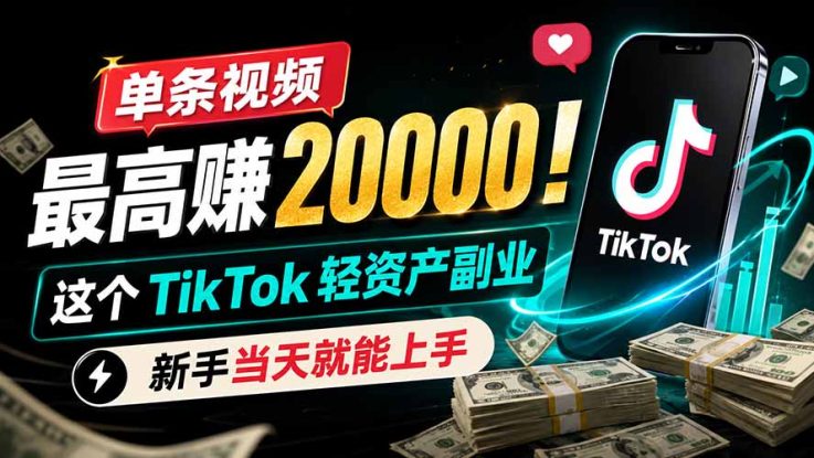 （19457期）单条视频最高赚 20000！这个 TikTok 轻资产副业，新手当天就能上手_生财有道创业项目网