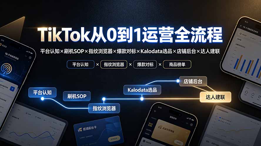 图片[1]-（19480期）TikTok从0到1运营全流程：平台认知×刷机SOP×指纹浏览器×爆款对标×Kalodata选品×店铺后台×达人建联_生财有道创业项目网-生财有道