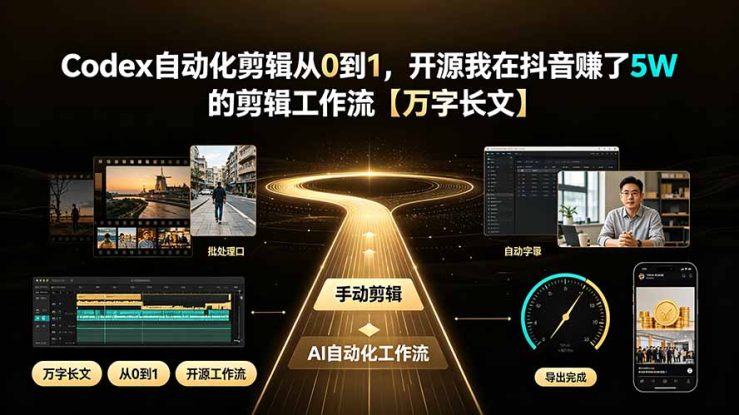 （19504期）Codex自动化剪辑从0到1，开源我在抖音赚了5W 的剪辑工作流【万字长文】_生财有道创业项目网