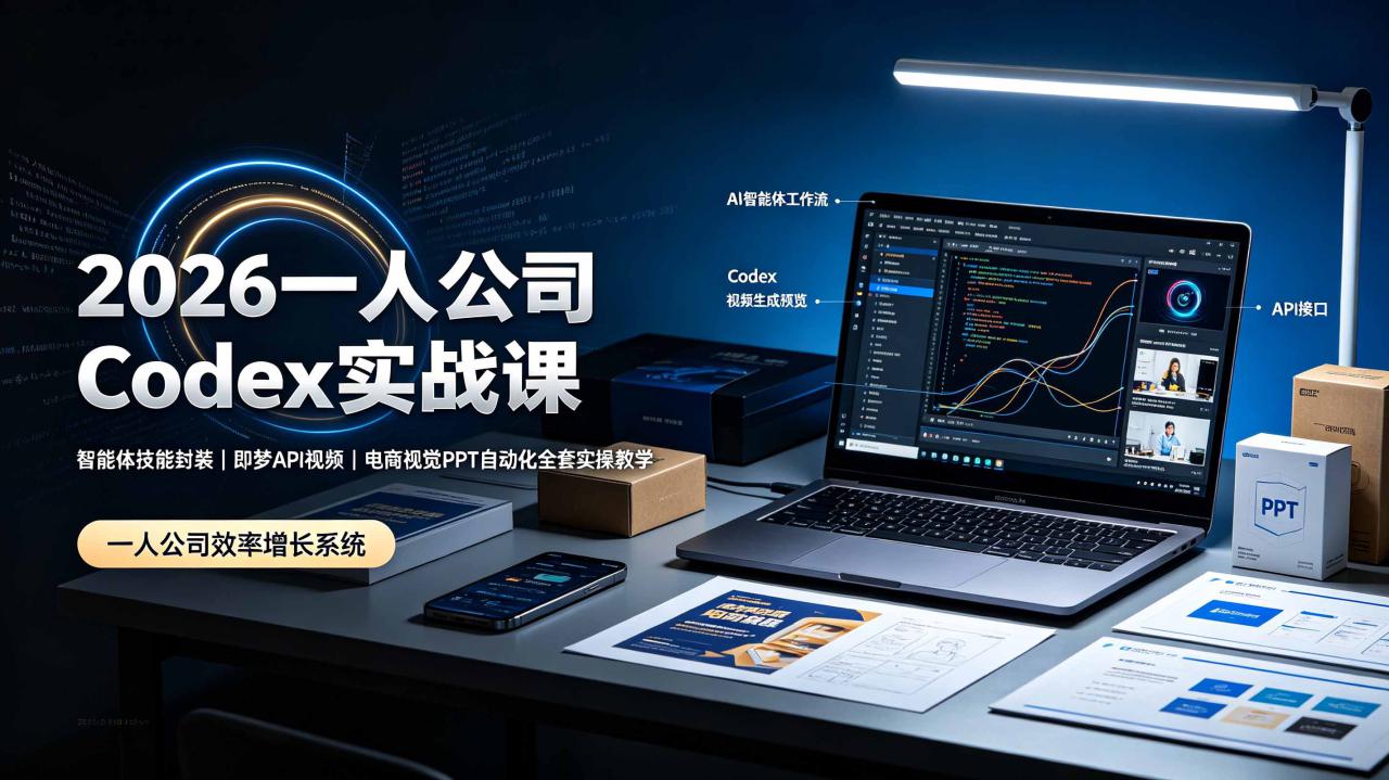 图片[1]-（19503期）2026一人公司Codex实战课◆智能体技能封装｜即梦API视频｜电商视觉PPT自动化全套实操教学_生财有道创业项目网-生财有道