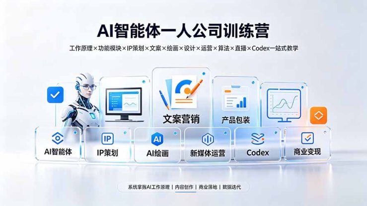 （19502期）AI智能体一人公司训练营：工作原理×功能模块×IP策划×文案×绘画×设计×运营×算法×直播×Codex一站式教学_生财有道创业项目网