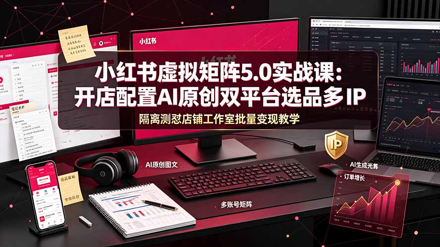 图片[1]-（19521期）小红书虚拟矩阵5.0实战课：开店配置｜AI原创｜双平台选品｜多IP隔离｜测怼店铺工作室批量变现实操教学_生财有道创业项目网-生财有道