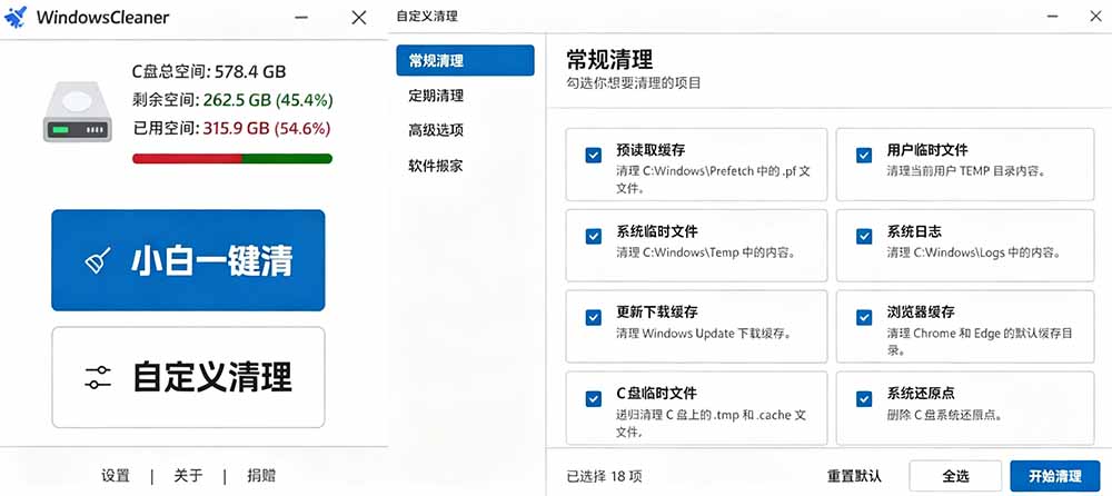 图片[5]-（19528期）Github收获 4K stars！免费C盘清理神器，轻松腾出几十G空间，支持C盘迁移 Windows Cleaner_生财有道创业项目网-生财有道