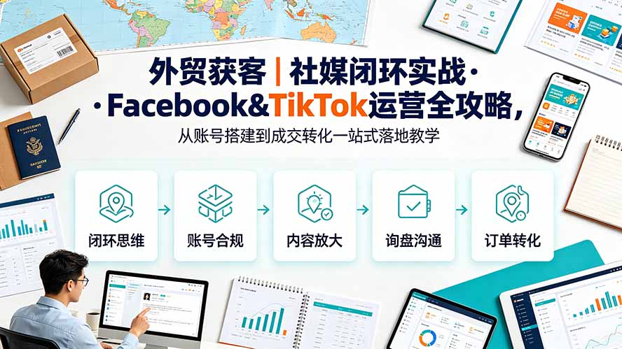 图片[1]-（19526期）外贸获客｜社媒闭环实战·Facebook&TikTok运营全攻略，从账号搭建到成交转化一站式落地教学_生财有道创业项目网-生财有道