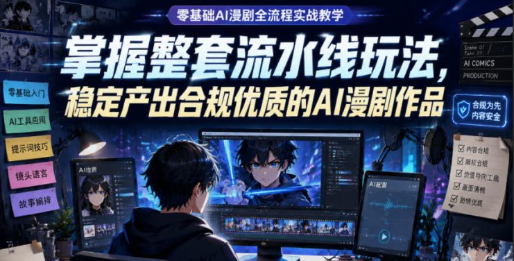 零基础AI漫剧全流程实战教学，掌握整套流水线玩法，稳定产出合规优质的AI漫剧作品——生财有道创业项目网
