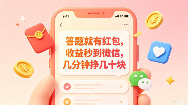 答题就有红包，收益秒到微信，几分钟挣几十块，学生党上班族宝妈都可以玩【揭秘】——生财有道创业项目网