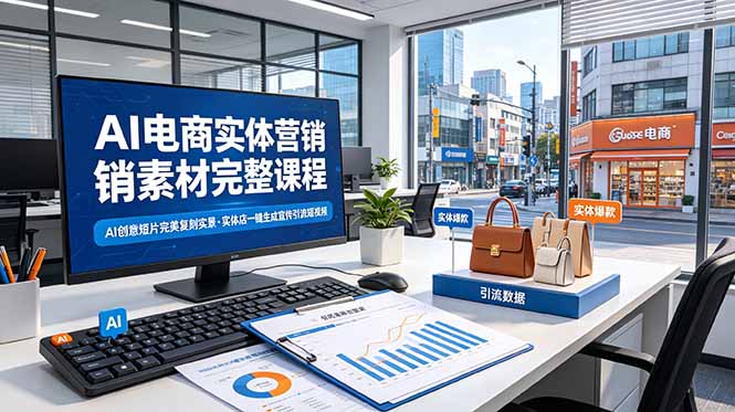 （19076期）AI电商实体营销素材完整课程，AI创意短片完美复刻实景，实体店一键生成宣传引流短视频_生财有道创业项目网