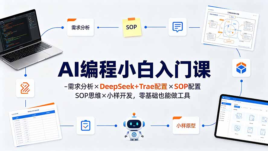 图片[1]-（19539期）AI编程小白入门课-需求分析×DeepSeek+Trae配置×SOP思维×小样开发，零基础也能做工具_生财有道创业项目网-生财有道