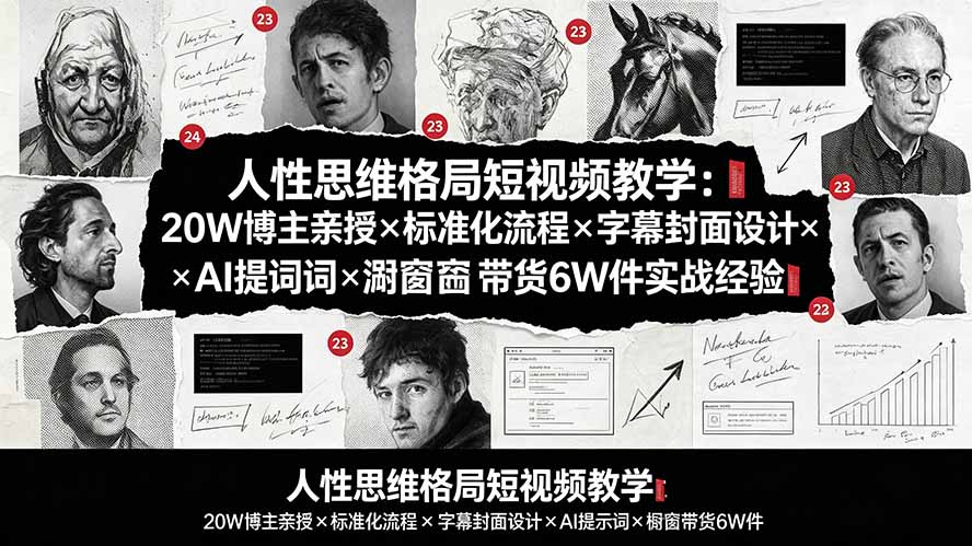 图片[1]-（19538期）人性思维格局短视频教学：20W博主亲授×标准化流程×字幕封面设计×AI提示词×橱窗带货6W件实战经验_生财有道创业项目网-生财有道