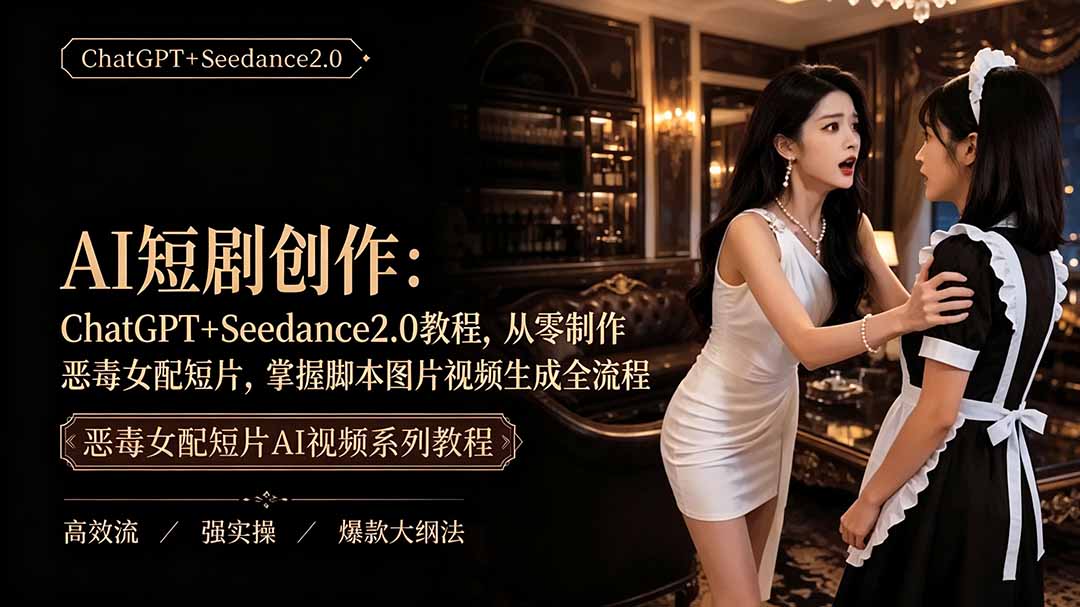 图片[1]-（19545期）AI短剧创作：ChatGPT+Seedance2.0教程，从零制作恶毒女配短片，掌握脚本图片视频生成全流程_生财有道创业项目网-生财有道