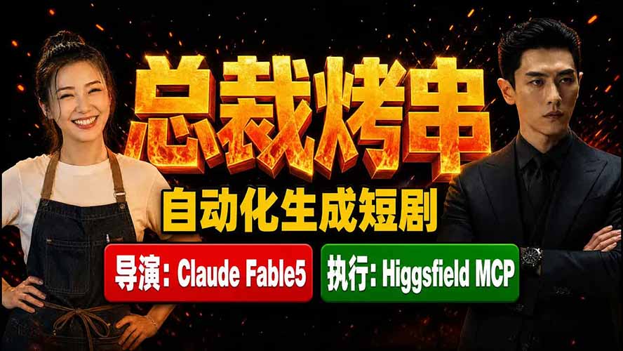 图片[1]-（19541期）《总裁烤串》真人短剧全自动诞生！Claude Fable5 当导演，Higgsfield MCP 执行！_生财有道创业项目网-生财有道