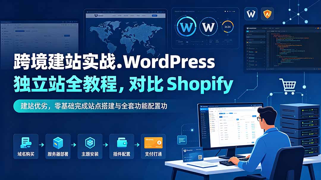 图片[1]-（19546期）跨境建站实战：WordPress 独立站全教程，对比 Shopify 建站优劣，零基础完成站点搭建与全套功能配置_生财有道创业项目网-生财有道