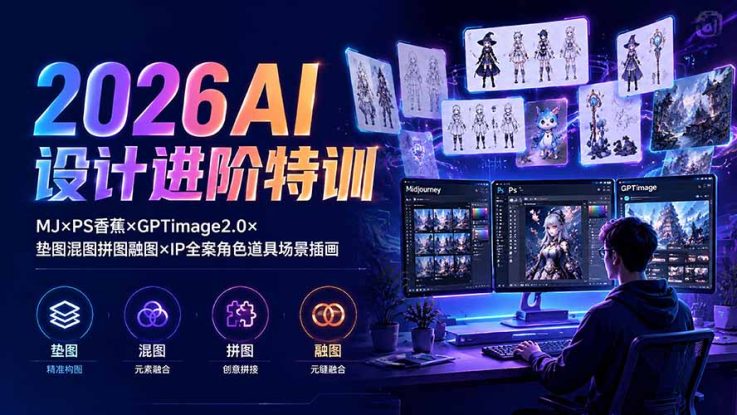 （19569期）2026AI设计进阶特训：MJ×PS香蕉×GPTimage2.0×垫图混图拼图融图×IP全案角色道具场景插画_生财有道创业项目网