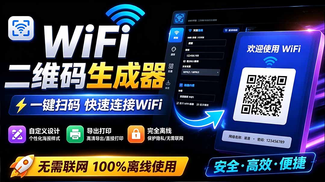 图片[2]-（19566期）完全离线使用！WiFi二维码生成器，一键扫码快速连接WiFi，支持自定义风格导出 WiFi二维码生成器_生财有道创业项目网-生财有道