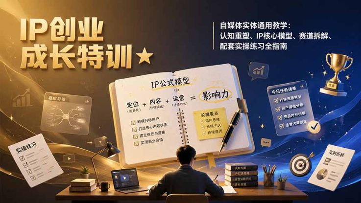（19567期）IP创业成长特训★自媒体实体通用教学：认知重塑、IP核心模型、赛道拆解、配套实操练习全指南_生财有道创业项目网