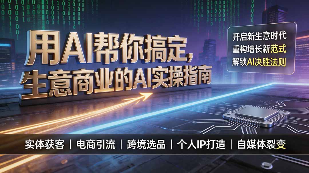 图片[1]-（19608期）用AI帮你搞定，生意商业的AI实操指南，开启新生意时代，重构增长新范式，解锁AI时代决胜法则_生财有道创业项目网-生财有道